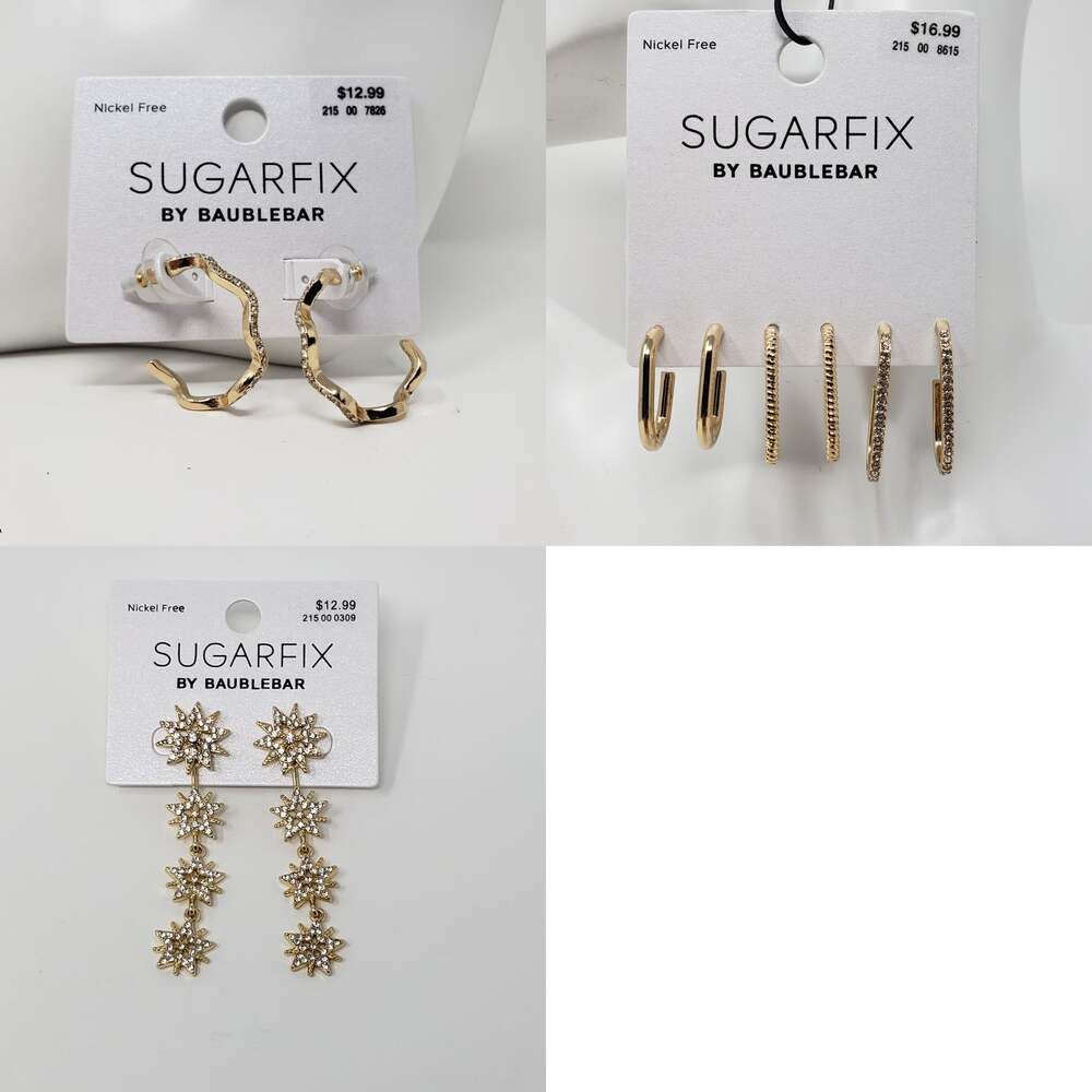 NWT Sugarfix by Baublebar Gold-Tone Lot of 5 Earrings Hoop Dangle Women's
